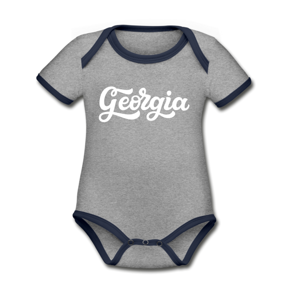 Georgia Baby Bodysuit - Organic Hand Lettered Georgia Baby Bodysuit - heather gray/navy