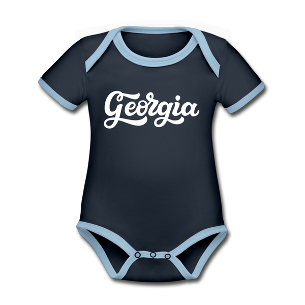 Georgia Baby Bodysuit - Organic Hand Lettered Georgia Baby Bodysuit - navy/sky