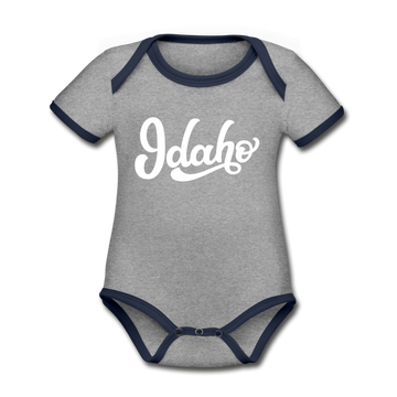 Idaho Baby Bodysuit - Organic Hand Lettered Idaho Baby Bodysuit - heather gray/navy