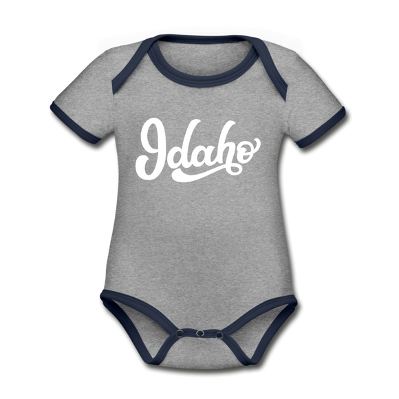 Idaho Baby Bodysuit - Organic Hand Lettered Idaho Baby Bodysuit - heather gray/navy