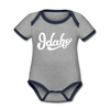 Idaho Baby Bodysuit - Organic Hand Lettered Idaho Baby Bodysuit - heather gray/navy