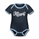 Illinois Baby Bodysuit - Organic Hand Lettered Illinois Baby Bodysuit - navy/sky
