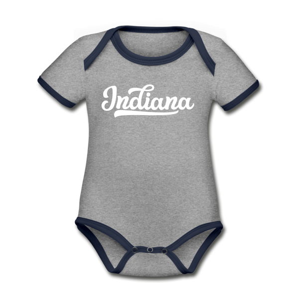 Indiana Baby Bodysuit - Organic Hand Lettered Indiana Baby Bodysuit - heather gray/navy