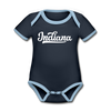 Indiana Baby Bodysuit - Organic Hand Lettered Indiana Baby Bodysuit - navy/sky
