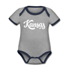 Kansas Baby Bodysuit - Organic Hand Lettered Kansas Baby Bodysuit - heather gray/navy