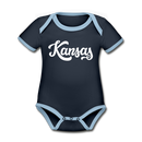 Kansas Baby Bodysuit - Organic Hand Lettered Kansas Baby Bodysuit - navy/sky