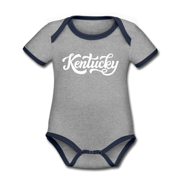 Kentucky Baby Bodysuit - Organic Hand Lettered Kentucky Baby Bodysuit - heather gray/navy