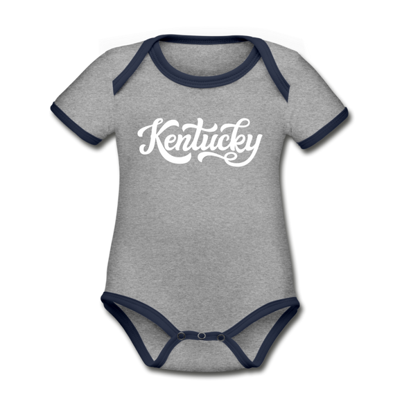 Kentucky Baby Bodysuit - Organic Hand Lettered Kentucky Baby Bodysuit - heather gray/navy