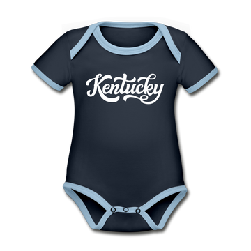 Kentucky Baby Bodysuit - Organic Hand Lettered Kentucky Baby Bodysuit - navy/sky