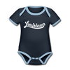 Louisiana Baby Bodysuit - Organic Hand Lettered Louisiana Baby Bodysuit - navy/sky