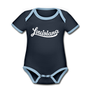 Louisiana Baby Bodysuit - Organic Hand Lettered Louisiana Baby Bodysuit - navy/sky