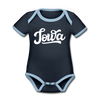 Iowa Baby Bodysuit - Organic Hand Lettered Iowa Baby Bodysuit - navy/sky