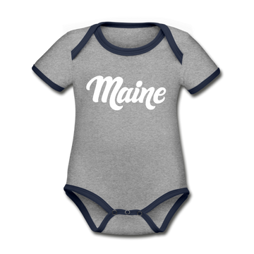 Maine Baby Bodysuit - Organic Hand Lettered Maine Baby Bodysuit - heather gray/navy