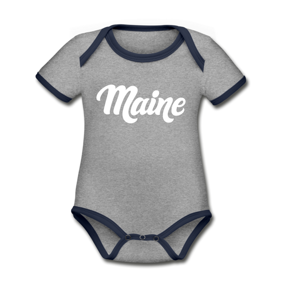 Maine Baby Bodysuit - Organic Hand Lettered Maine Baby Bodysuit - heather gray/navy