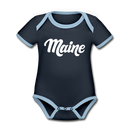 Maine Baby Bodysuit - Organic Hand Lettered Maine Baby Bodysuit - navy/sky