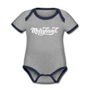 Maryland Baby Bodysuit - Organic Hand Lettered Maryland Baby Bodysuit - heather gray/navy