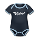 Maryland Baby Bodysuit - Organic Hand Lettered Maryland Baby Bodysuit - navy/sky