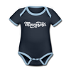 Minnesota Baby Bodysuit - Organic Hand Lettered Minnesota Baby Bodysuit - navy/sky