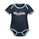 Minnesota Baby Bodysuit - Organic Hand Lettered Minnesota Baby Bodysuit - navy/sky