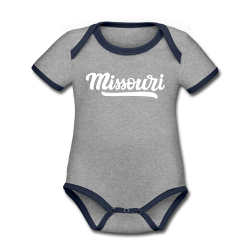Missouri Baby Bodysuit - Organic Hand Lettered Missouri Baby Bodysuit - heather gray/navy