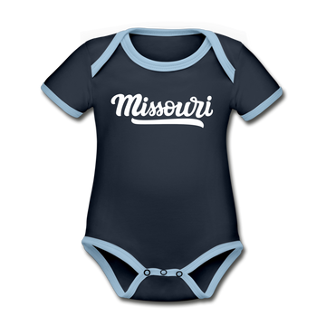 Missouri Baby Bodysuit - Organic Hand Lettered Missouri Baby Bodysuit - navy/sky