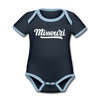 Missouri Baby Bodysuit - Organic Hand Lettered Missouri Baby Bodysuit - navy/sky