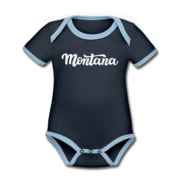 Montana Baby Bodysuit - Organic Hand Lettered Montana Baby Bodysuit - navy/sky