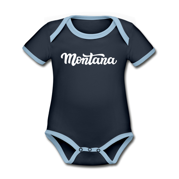 Montana Baby Bodysuit - Organic Hand Lettered Montana Baby Bodysuit - navy/sky