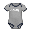 Nebraska Baby Bodysuit - Organic Hand Lettered Nebraska Baby Bodysuit - heather gray/navy