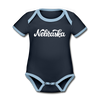 Nebraska Baby Bodysuit - Organic Hand Lettered Nebraska Baby Bodysuit - navy/sky