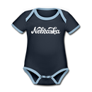Nebraska Baby Bodysuit - Organic Hand Lettered Nebraska Baby Bodysuit - navy/sky