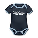 Michigan Baby Bodysuit - Organic Hand Lettered Michigan Baby Bodysuit - navy/sky