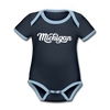 Michigan Baby Bodysuit - Organic Hand Lettered Michigan Baby Bodysuit - navy/sky