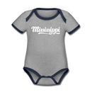 Mississippi Baby Bodysuit - Organic Hand Lettered Mississippi Baby Bodysuit - heather gray/navy