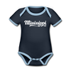 Mississippi Baby Bodysuit - Organic Hand Lettered Mississippi Baby Bodysuit - navy/sky