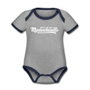 Massachusetts Baby Bodysuit - Organic Hand Lettered Massachusetts Baby Bodysuit - heather gray/navy