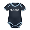 Massachusetts Baby Bodysuit - Organic Hand Lettered Massachusetts Baby Bodysuit - navy/sky