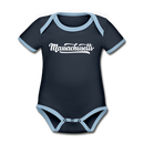Massachusetts Baby Bodysuit - Organic Hand Lettered Massachusetts Baby Bodysuit - navy/sky