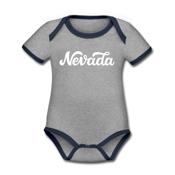 Nevada Baby Bodysuit - Organic Hand Lettered Nevada Baby Bodysuit - heather gray/navy