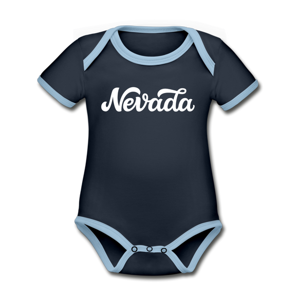 Nevada Baby Bodysuit - Organic Hand Lettered Nevada Baby Bodysuit - navy/sky