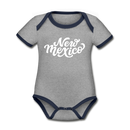 New Mexico Baby Bodysuit - Organic Hand Lettered New Mexico Baby Bodysuit - heather gray/navy