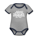 North Dakota Baby Bodysuit - Organic Hand Lettered North Dakota Baby Bodysuit - heather gray/navy