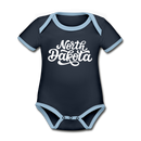 North Dakota Baby Bodysuit - Organic Hand Lettered North Dakota Baby Bodysuit - navy/sky