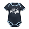 North Dakota Baby Bodysuit - Organic Hand Lettered North Dakota Baby Bodysuit - navy/sky