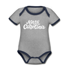 North Carolina Baby Bodysuit - Organic Hand Lettered North Carolina Baby Bodysuit - heather gray/navy