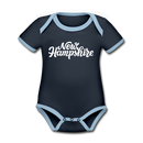 New Hampshire Baby Bodysuit - Organic Hand Lettered New Hampshire Baby Bodysuit - navy/sky