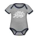 New Jersey Baby Bodysuit - Organic Hand Lettered New Jersey Baby Bodysuit - heather gray/navy