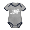 New Jersey Baby Bodysuit - Organic Hand Lettered New Jersey Baby Bodysuit - heather gray/navy