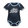 New Jersey Baby Bodysuit - Organic Hand Lettered New Jersey Baby Bodysuit - navy/sky