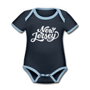 New Jersey Baby Bodysuit - Organic Hand Lettered New Jersey Baby Bodysuit - navy/sky